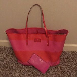 Hot Pink and Orange Kate Spade Tote and Wallet